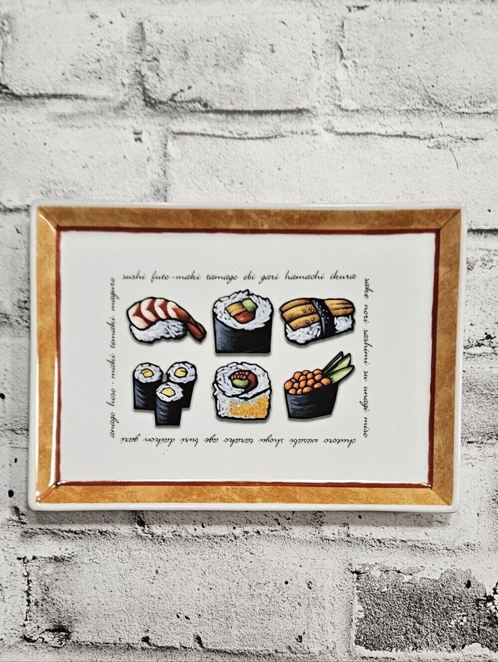 Vintage Sushi Serving Tray Japanese Style Ceramic Appetizer Plate